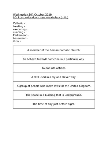 Year 2 Guy Fawkes Letter Full Planning | Teaching Resources