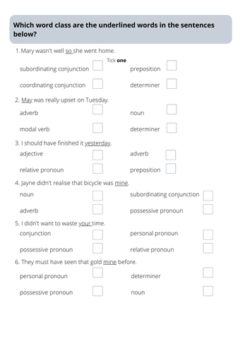 Identifying word classes 2