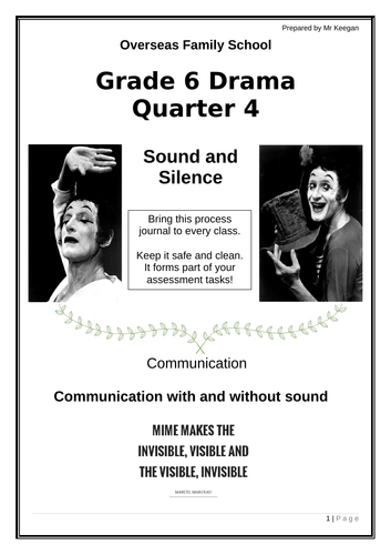 Grade 5/6/7 Drama -"Mime" pack | Teaching Resources