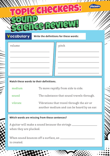 topic checkers sound year 4 science assessment worksheets teaching resources