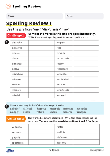 year 3 spelling revision worksheets teaching resources