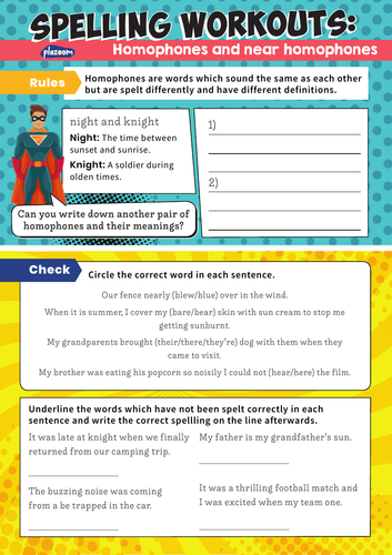 year 2 homophones worksheet spelling workouts teaching