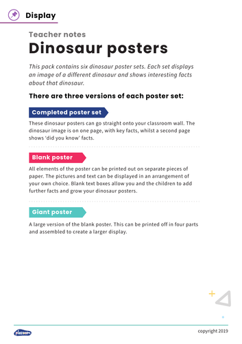 KS1 Dinosaurs Facts Posters - Writing Inspiration | Teaching Resources