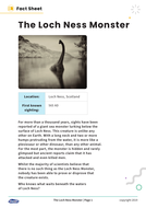 The Loch Ness Monster - KS2 Reading Comprehension Worksheets ...