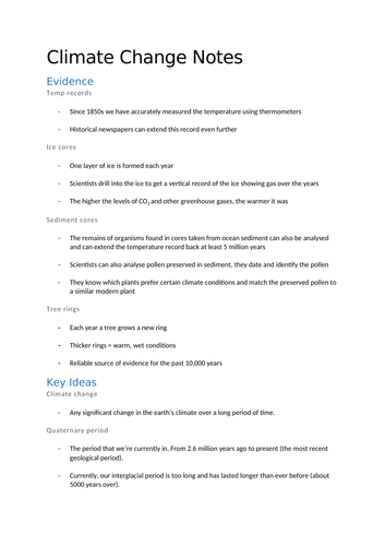 GCSE Geography- Climate Change (a complete comprehensive guide!)