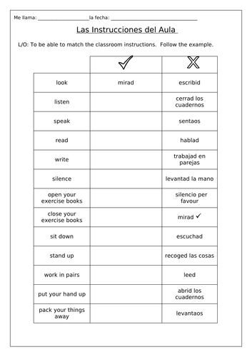 SPANISH - Classroom Instructions | Teaching Resources