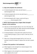 Electromagnet worksheet | Teaching Resources
