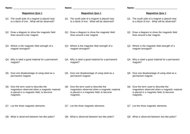 GCSE Magnetism/Electromagnetism Quick Quizzes | Teaching Resources