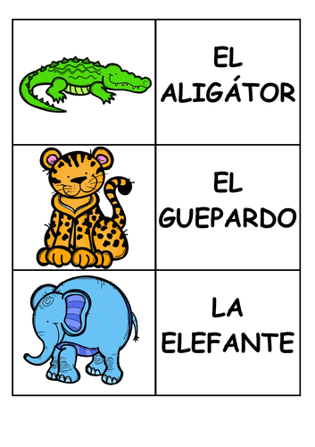 Los Animales - Matching Cards | Teaching Resources