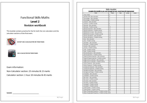 Functional Skills Maths L2 Revision Guide Reformed Functional Skills 2019 Teaching Resources