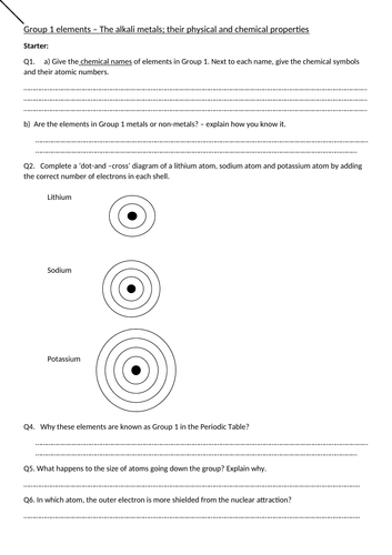 GSCE chemistry- Trends in Group 1 Alkali metals | Teaching Resources