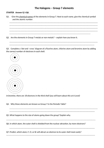 Group 7 Halogens- trends in properties- GCSE and A level | Teaching ...