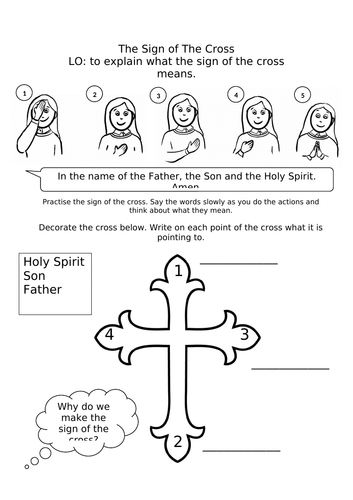 RE The Sign of The Cross Worksheet for KS1/EYFS Catholic | Teaching