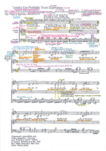 Samba em Preludio - E Spalding - Detailed colour-coded score analysis - Edexcel GCSE Music 9-1
