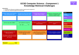 10x GCSE 9-1 Computer Science Challenge Grids (& Answers) | Teaching ...