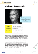 Nelson Mandela - KS2 Reading Comprehension Worksheets - Famous Lives ...