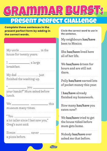 Present perfect tense powerpoint picture