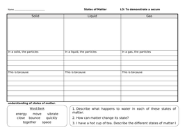 States of Matter Worksheet Year 3/4 including word bank and challenge