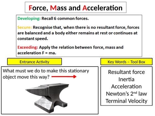 law of force mass and acceleration examples