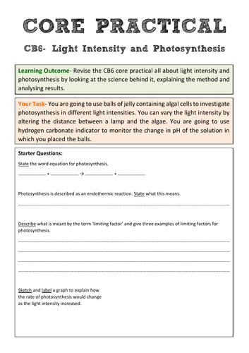 Edexcel CB6 Core Practical Revision- Light Intensity and Photosynthesis