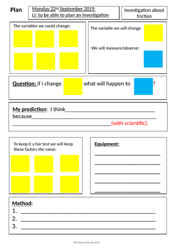 Whole School science investigation planning sheets | Teaching Resources