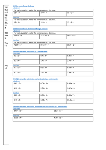 year 6 decimals teaching resources