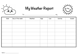 Weather Report sheet | Teaching Resources