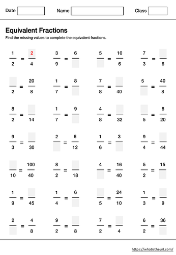 Equivalent Fractions worksheet | Teaching Resources