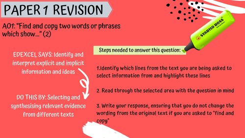 EDEXCEL Paper 1 and 2 English Language Revision | Teaching Resources