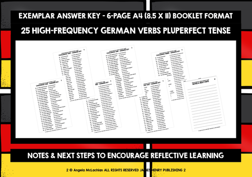 GERMAN REGULAR VERBS PLUPERFECT TENSE CONJUGATION | Teaching Resources