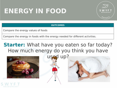 KS3 ~ Year 8 ~ Energy in Food