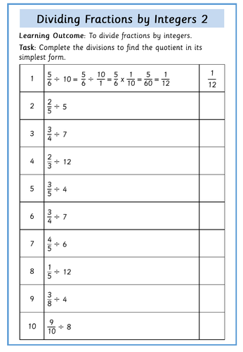 Fractions - Division | Teaching Resources