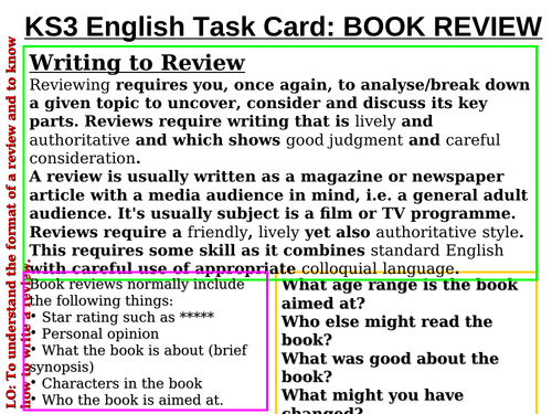 how to write a good book review ks3