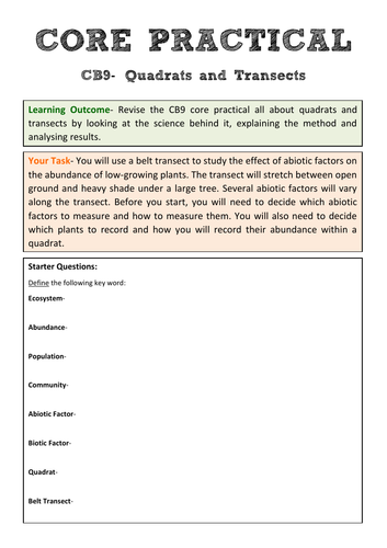 Edexcel CB9 Core Practical Revision- Quadrats and Transects