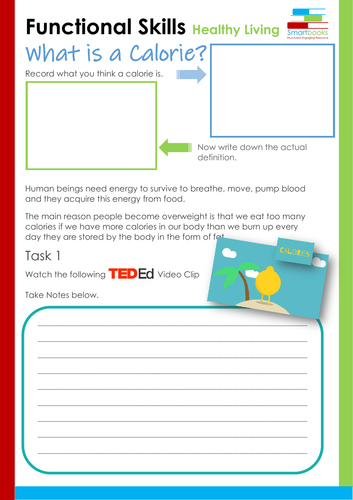 Functional Skills - Healthy Eating - Calories Workbook & Higher/Lower ...