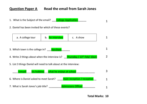 Entry Level English - Reading Non Fiction - Email and Text 2 SEN ...