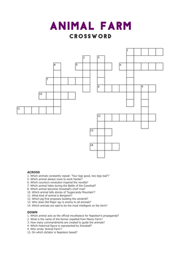 Animal Farm: Crossword