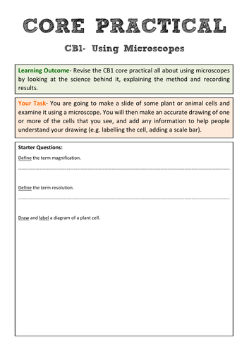 Edexcel CB1 Core Practical Revision- Using Microscopes