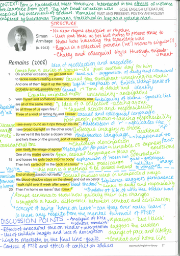 Aqa Power And Conflict Poems Annotated Teaching Resources