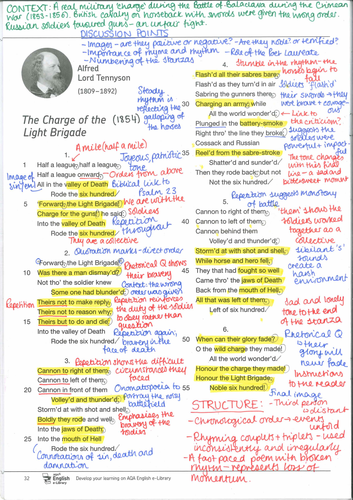 AQA Power and Conflict Poems - ANNOTATED | Teaching Resources