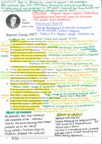AQA Power and Conflict Poems - ANNOTATED | Teaching Resources