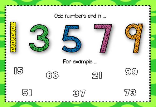 Year 1 Year 2 Odd and Even number posters and worksheets KS1 Maths