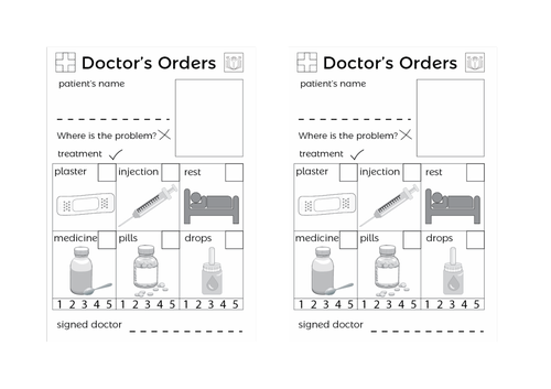 Doctor's Orders Role Play Writing Frames | Teaching Resources