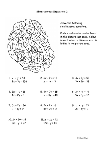 Simultaneous Equations 2 Teaching Resources