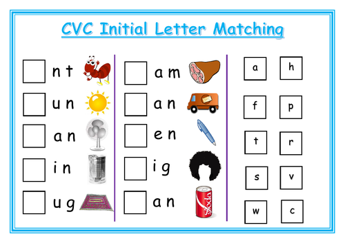 teaching resource EYFS CVC Word Matching Game learning SEN early learning 
