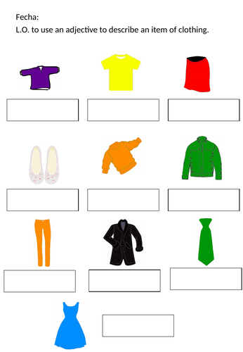 Spanish La Ropa - Describing Clothes with Colours Worksheet