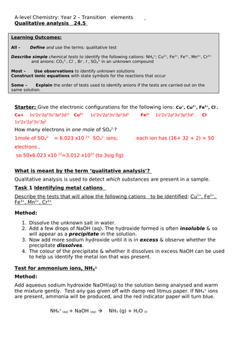 Qualitative analysis of cations and anions - OCR A level Chemistry ...