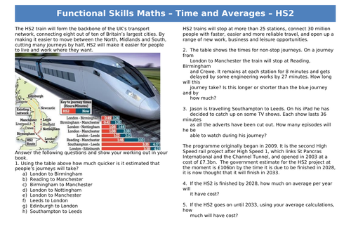 Functional Skills Maths L1-2 - Time and Averages - HS2