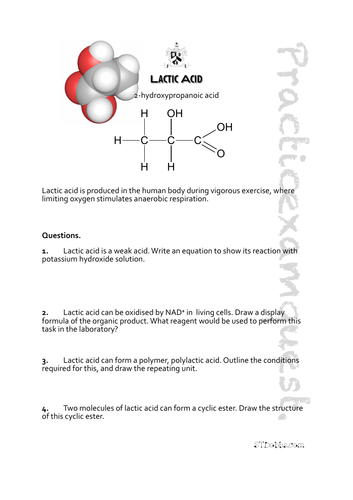 Lactic acid: Practicexamquest