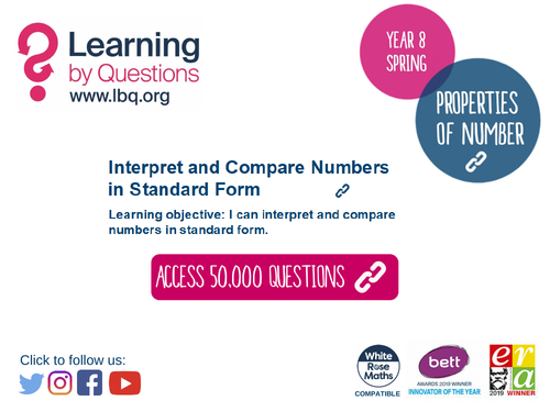 Year 8 Properties of Number: Compare Numbers in Standard Form ...
